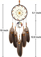 MOONFLY Dream Catcher Handmade Traditional Feather Dreamcatcher Hanging Home Wall Decoration Craft Ornament for Home, Bedroom, Kids, Boys Native American Style Décor (Brown Life Tree)