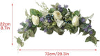28in Artificial Rose Hydrangea Swag for Lintel,Faux White Penoy Swag Wedding Arch Flowers with Eucalyptus Leaves Blueberry,Rustic Floral Swag for Home Room Garden Front Door Party Decor