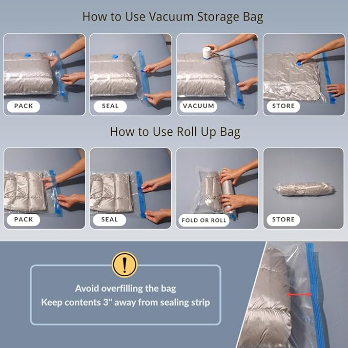 35 Pack Vacuum Storage Bags with Electric Pump, Compression Space Saver for Comforters, Bedding, Blanket Storage, Vacuum Seal Bags for Clothing, Luggage and Closet Organizer