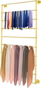 Scarf Organizer, Hijab Organizer, 10 Tier Wall Mounted Ribbon Rack, Ties Silk Scarves Towels Storage Multifunctional Metal Rack, Wall Shelf for Clothing Store, Flower Shop, Home