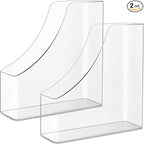 2 Pack Vertical File Holder Clear Acrylic Desk Organizer Storage Bins Holding Plastic Document Organizer Clear PET Magazine Holder Basics Vertical Magazine Rack for Home Office School