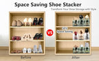 Yes!Fresh Shoe Slot Organizer, Boutique Display Style Shoe Stacker for A Pair of Shoes, Separable Shoe Rack for Closet Organization, 3 Adjustable Narrow Shoe Rack (Transparent Green, 2 Pack)