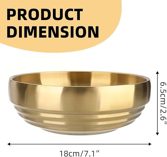7.4 inch Gold Decorative Bowl for Home Decor - Modern Fruit Bowl for Kitchen Counter, Key Catch All & Entryway Table Centerpiece, Stylish Golden Finish