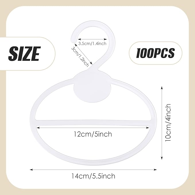 Scarf Hanger Plastic Holder Organizer Space Saving Scarf Organizer Clothes Hanger for Scarves Headscarves Clothing Sorting Storing (White,100 Pcs)