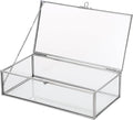 Hipiwe Glass Keepsake Display and Jewelry Organizer With Lid - Silver Decorative Clear Rectangle Storage for Trinket Perfume Collection - Gift for Birthday Anniversaries, Large