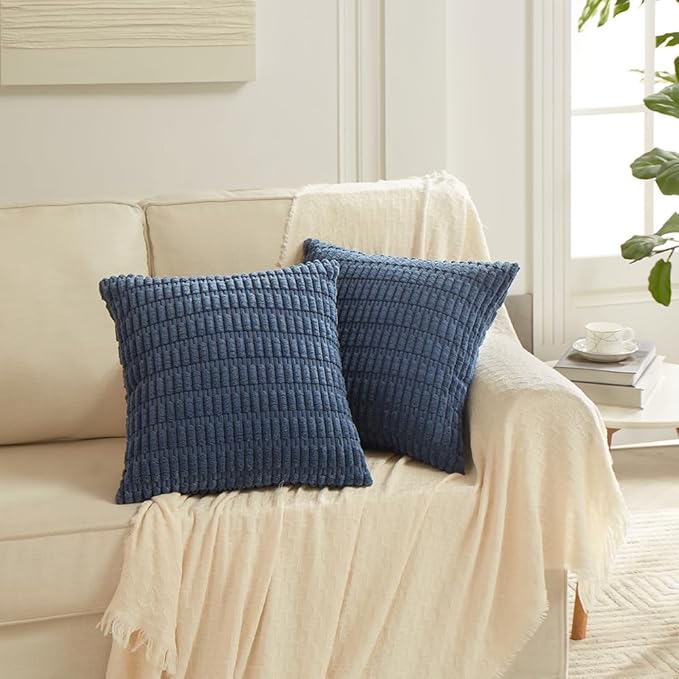 Fancy Homi 4 Packs Decorative Throw Pillow Covers for Living Room Couch Bed, Modern Farmhouse Boho Home Décor Accent Cushion Case, 26" x 26", Dusty Blue