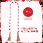 Equsion Seasonal Wooden Bead Garland with Tassels, 3.3 ft Holiday Vintage Boho Bead Garland Easter Tray Decoration, Vase Wall Room Art Birthday Party Decoration(Valentine's Day Colors)