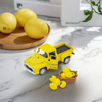 Lemon Decor - 4.9″Farmhouse Vintage Metal Truck with Mini Fake Lemons for Home Kitchen Table, Shelf, Party Decorations and Lemonade Stand Decor Summer Tiered Tray Decoration