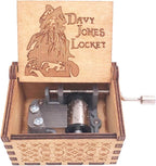 Davy Jones Locket Music Box Hand Crank Musical Box Carved Wooden,Play Davy Jone's Theme,Brown
