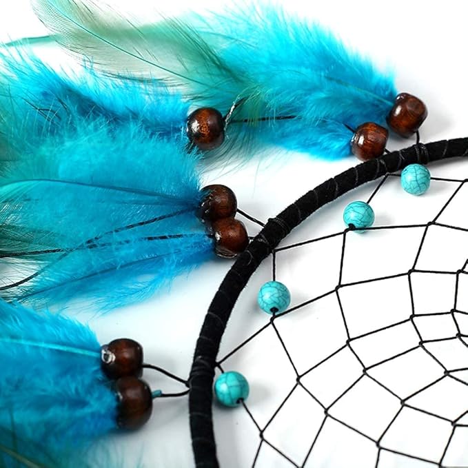 Handmade Dream Catcher, Natural Feather Dream Catchers Mobile Wall Decor, Dreamcatchers Gift for Girls Kids Women Decorations Home Ornament（Blue）