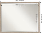 Amanti Art White Wall Mirror 23x29 Hardwood Wedge White Wash Rectangle Bathroom Mirror for Wall Decor Living Room, Large Country Rustic Wood Frame, Hangs Horizonally and Vertically, Bathroom Decor,