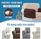 H.VERSAILTEX Armrest Covers for Sofa Water Resistant Couch Arm Covers Remote Control Holder Sofa Armrest Organizer for Magazine, Tablet, Phone, iPad(Set of 2, Brown/Beige)