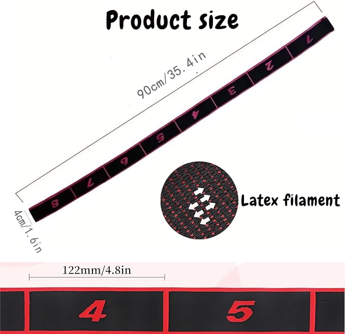 （2Pcs） Numbered Resistance Bands for Glutes & Yoga, Resistance Bands with Handles for Arms,Adjustable Bands for Full Body Stretching Shaping(Red&Purple