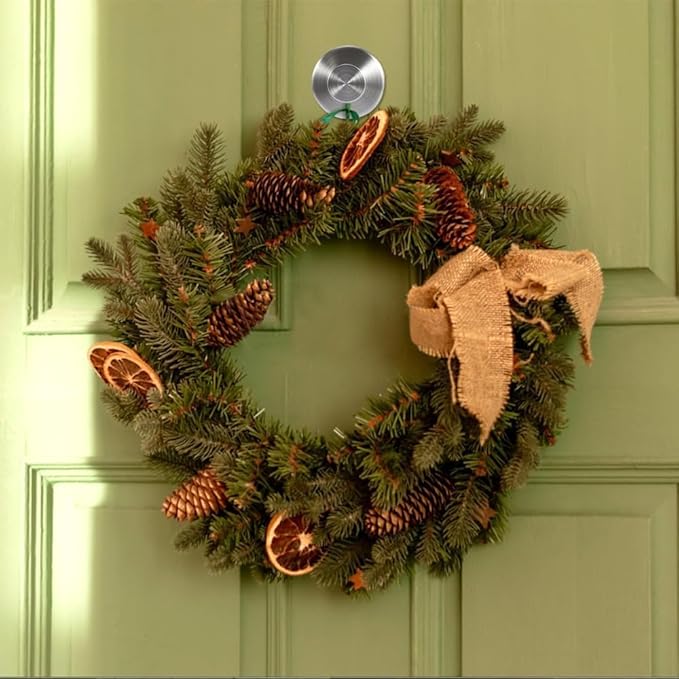 Linwnil Suction Cup Hooks for Glass Window, 2025 Upgraded Christmas Wreath Door Hanger, No Drill Suction Cup Hooks for Wreaths on Glass, Garland Wreath Hangers for Front Door Shower Hooks (2, Silver)