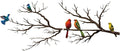 ESTART Metal Birds Wall Art, Metal Vivid Birds on Branch Silhouette Wall Decor Black Leaves with Bird Outdoor Hanging Wall Sculpture for Home Balcony Garden (Vintage Color, Large)