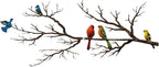 ESTART Metal Birds Wall Art, Metal Vivid Birds on Branch Silhouette Wall Decor Black Leaves with Bird Outdoor Hanging Wall Sculpture for Home Balcony Garden (Vintage Color, Large)