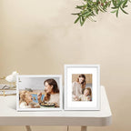 Egofine 9x12 Picture Frames Set of 4, Made of Solid Wood Covered by Plexiglass 5x7 and 6x8 with Mat or 9x12 without Mat, for Table Top Display and Wall Mounting Photo Frame White