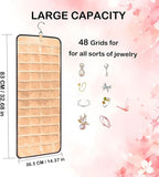 48 Pocket Oxford Fabric Double Sided Hanging Rotating Jewelry Organizer with Hanger Hooks for Earrings, Necklaces, Rings, Bracelets and Other Jewelry Storage