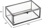 Hipiwe Vintage Glass Keepsake Box - Rectangle Jewelry Display Organizer with Lidded Box for Home Decor and Storage of Trinket Rings, Bracelet - Black, Small