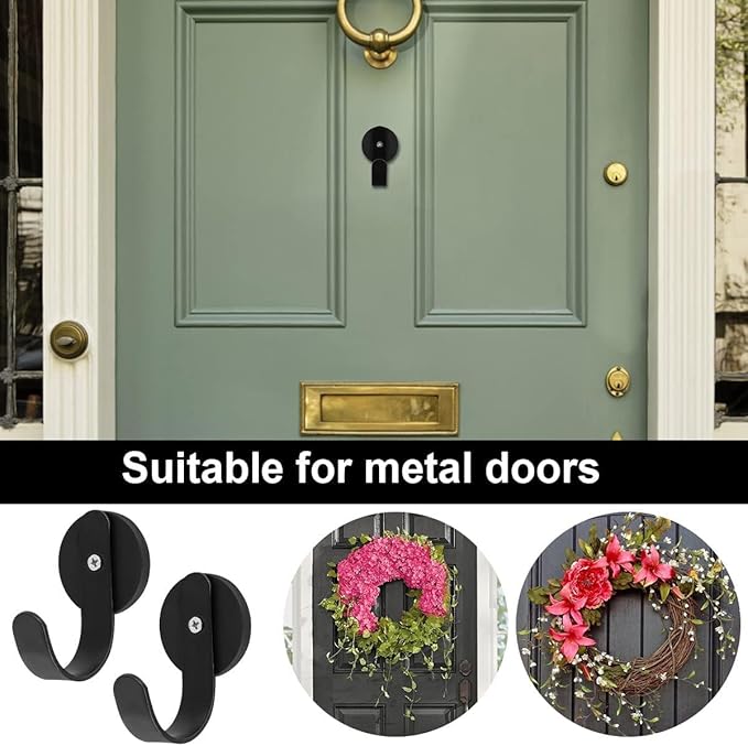 Linwnil 2 Pack Magnetic Wreath Hanger Wreath Holder Wreath Hanger Hook for Metal Front Door for Christmas Decorations