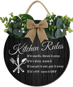 Retro Kitchen Decor,Kitchen Rules Rustic Round Wooden Sign,For Home, Office, Store Or Restaurant