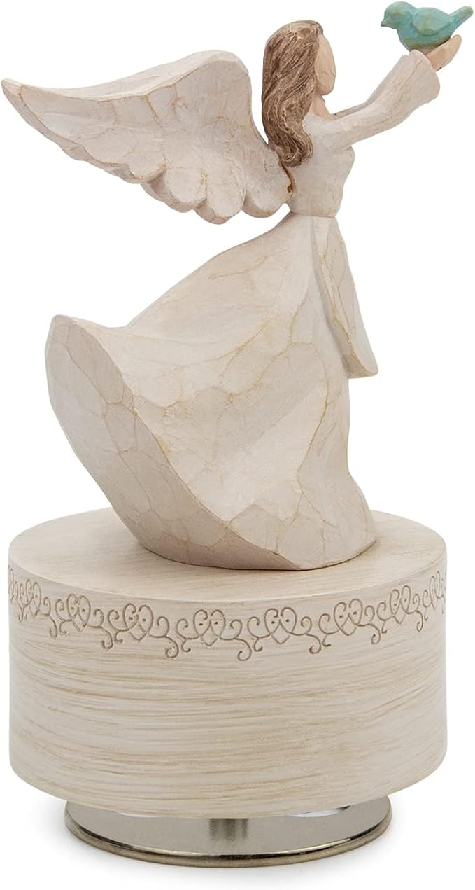Music Box, Guardian Angel Musical Box Figurine Holding Dove, Sculpted Hand-Painted Music Boxes Figures Wind Up Angel Musical Boxes for Women Girls in Christmas Birthday Anniversary