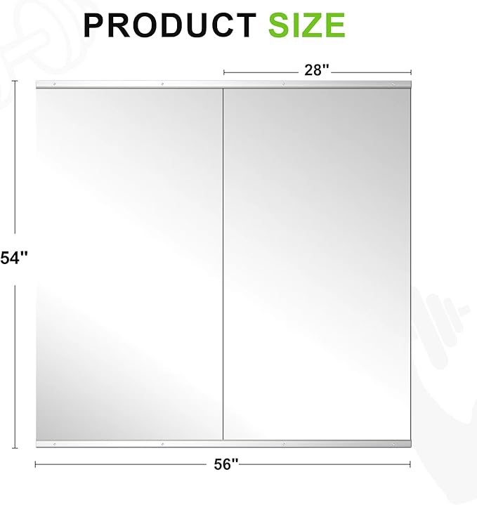 FICTOR Home Gym Mirror for Wall, 54"x28"x2 PCS Large Workout Mirrors with Tempered Glass, Full Length Frameless Body Mirror for Garage, Dance, Yoga, Bedroom