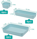 Backerysupply Set Of 12 Blue Color Plastic Desk Drawer Organizers For Makeup Bathroom Office Kitchen Vanity Drawer Storage Box Container