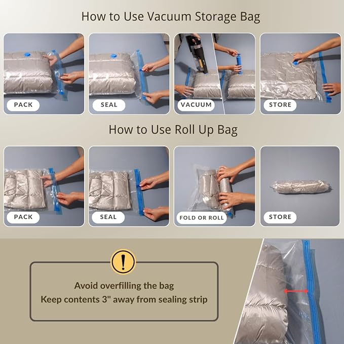 35 Pack Vacuum Storage Bags with Pump, Compression Space Saver for Comforters, Bedding, Blanket Storage, Vacuum Seal Bags for Clothing, Luggage and Closet Organizer, Safe Poly Material