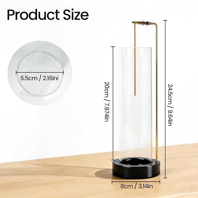 Incense Holder for Sticks, Anti-Ash Flying Incense Burner with 30 Incense Sticks, Detachable Glass Ash Catcher (Stainless Steel, Black)