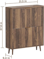 Shoe Cabinet Storage,Modern Freestanding Organizer with 2 Flip Drawers,Narrow Shoe Rack Cabinet for Entryway,Walnut