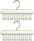 Belt Hanger 2Pcs Belt Hanger with 16 Hooks Bra Hangers for Closet,Space-Saving Wooden Closet Hanger Organizer for Ties, Scarves, Bras,Tank, Tops(White)