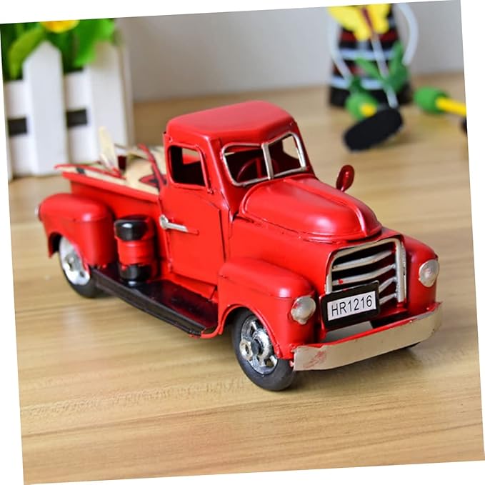 ORFOFE Unique Vintage Car Decor Rolling Metal Toy Model for Room Decor for Dad