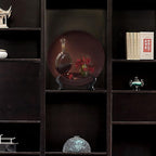 WineDecorative Plate Holder, 10 Inch, Red Wine Bottles and Fruits Round Display Plate, Home Wobble-Plate with Display Stand, for Kitchen Living Room Office Countertop Decor