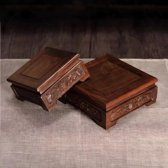 GOLDY&WENDY Chinese Solid Wood Display Stand Square Rosewood Indoor Home Deocr Pedestal Base for Vase Teapot Fishbowl