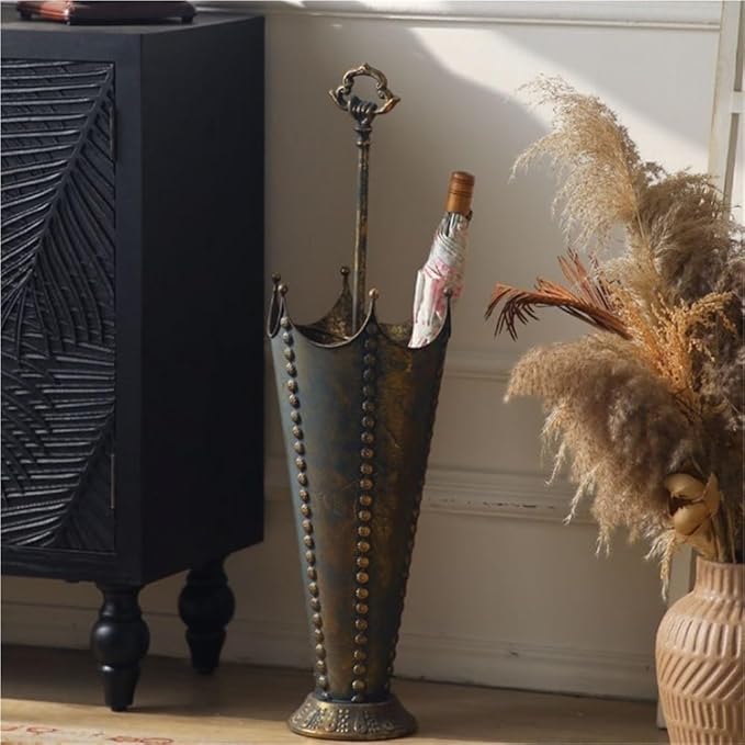 Vintage Metal Umbrella Holder, Creative Umbrella Shape Home Decor, Retro Freestanding Cane Holder, Multifunctional Umbrella Stand for Home or Commercial