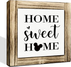 Home Sweet Home Sign, Warm Decoration for Front Door Porch, Kitchen Decor, Living Rom Decors, Decorative Wooden Box Sign, Farmhouse Desk Decor, Housewarming Gift, 5.9×5.9 inches
