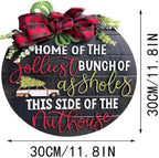 National Lampoon's Christmas Vacation Holiday Decor Wooden Wreath ，Christmas Wooden Hanging Sign Door Decoration Wreath，Christmas Wreath for Home Indoor Outdoor Decoration (A)1