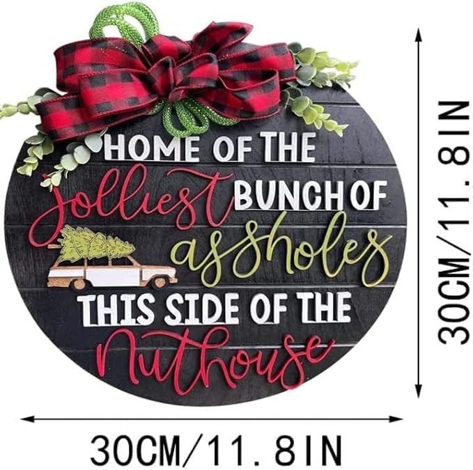 National Lampoon's Christmas Vacation Holiday Decor Wooden Wreath ，Christmas Wooden Hanging Sign Door Decoration Wreath，Christmas Wreath for Home Indoor Outdoor Decoration (A)1