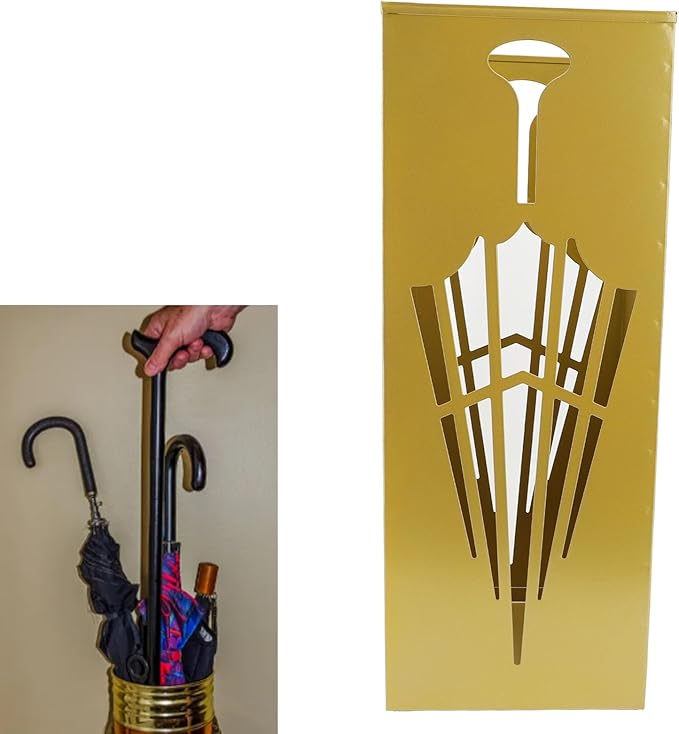 Square Metal Umbrella Holder, Umbrella Stand Rack for Entryway with Hollow Pattern, Fast Drying Rack Holder for Office and Entryway (Gold)