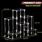 6 Tier Clear Action Figures Display Risers Stand Shelf, Acrylic Display Stands for Collectibles,Pop Figures Holder Perfumes Organizer,Large Rock Risers Rack