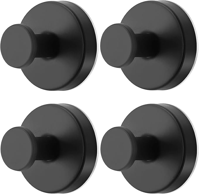 Black Wreath-Hanger, Strong Stainless Steel Suction-Cup-Wreath-Hooks, 4 Pack Wreath-Door-Hanger Fall Halloween Christmas Decorations, Welcome Sign for Front Door Indoor Outdoor, Reusable Holder