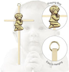 Tryuunion Baby Wall Cross Baptism and Christening Gifts for Boys, 7-inch Olive Golden Blessing Catholic Boy Baptism Crosses for First Holy Communion, and Dedication Baptismal Gifts from Godparents
