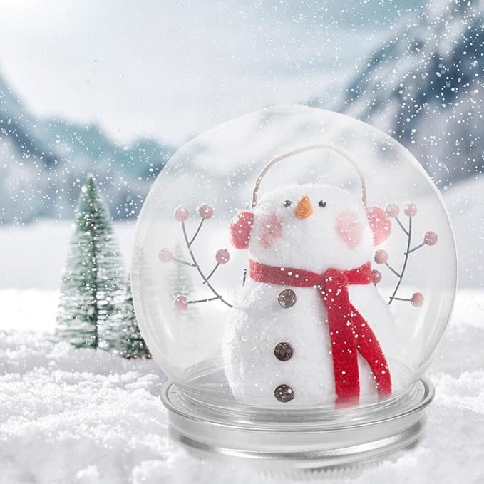 Clear Plastic Snow Globes for Crafts - Fillable DIY Snowglobe Jar with Aluminum Screw Cap - Empty Water Globe Container for Christmas Decor and Party Favors 10 Pcs