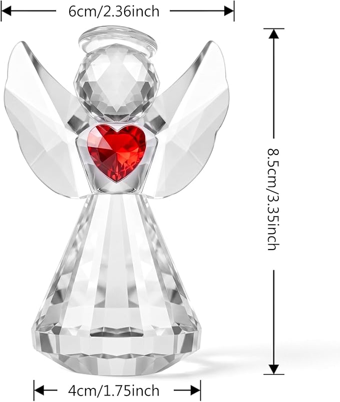 Crystal Guardian Angel Figurine Decoration, Glass Guardian Angel Statue Christmas Birthday Gifts for Girl Women Girlfriend Daughter, Art Collectible Figurines Home Decor (Angel -Clear)