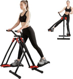 Space Walker Exercise Machine - Air Walker Elliptical Trainer Foldable Low-Impact Cardio Trainer with LCD Monitor, Extended Stride & Non-Slip Pedals for Home Gym
