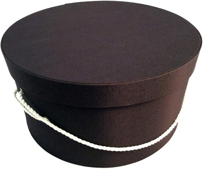Sarah's Hat Boxes Classic Brown Hat Box – 8.75" x 4.5" (Dia. x Ht.) Handmade in USA – Odorless Non-Toxic Adhesive, Cording Handle – Premium Storage for Hats & Accessories