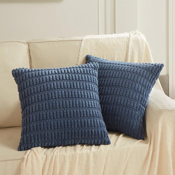 Fancy Homi 4 Packs Decorative Throw Pillow Covers for Living Room Couch Bed, Modern Farmhouse Boho Home Décor Accent Cushion Case, 18" x 18", Dusty Blue