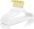 MIZGI Premium Velvet Hangers Pack 30 Pcs Heavyduty - Non Slip Slimline - Velvet Suit Hangers White - Gold Hooks,Space Saving Clothes Hangers