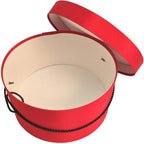 Sarah's Hat Boxes Classic Red Hat Box – 21.5" x 11.5" (Dia. x Ht.) Handmade in USA – Odorless Non-Toxic Adhesive, Cording Handle – Premium Storage for Hats & Accessories